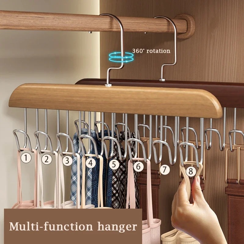 Multifunctional Wooden Hook Hanger