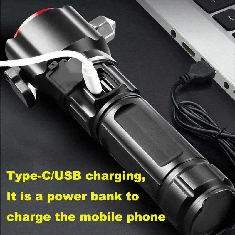 Multifunctional 8800mAh Waterproof Emergency LED Flashlight & Power Bank