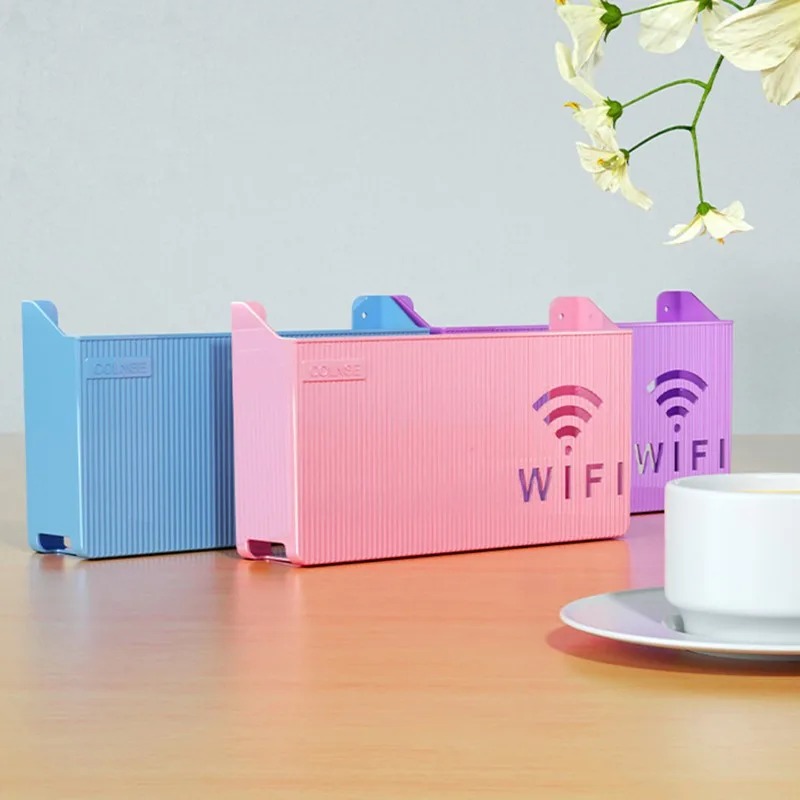 Wall-Mounted ABS Plastic WiFi Router Storage Box & Cable Organizer