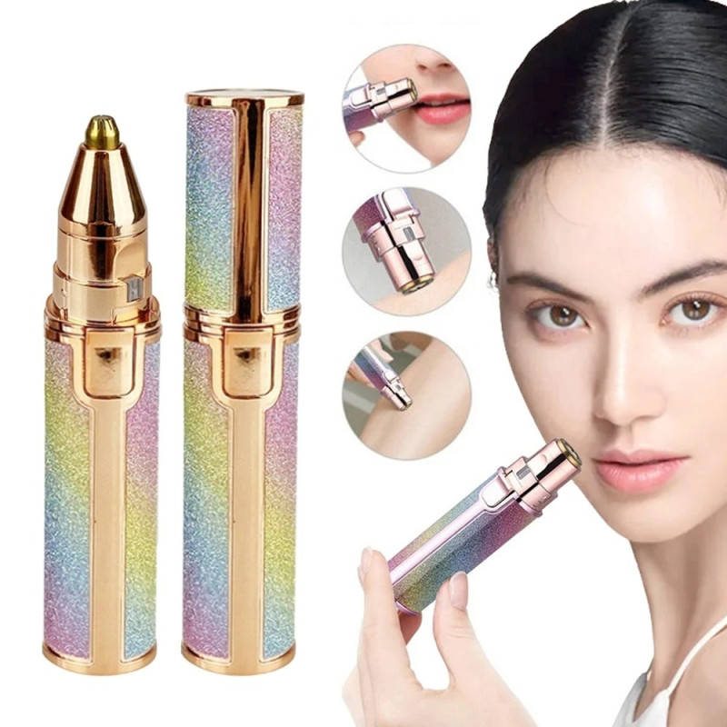 Flawless 2-in-1 Dual-Head Painless Facial Hair Remover & Eyebrow Trimmer (Pink)