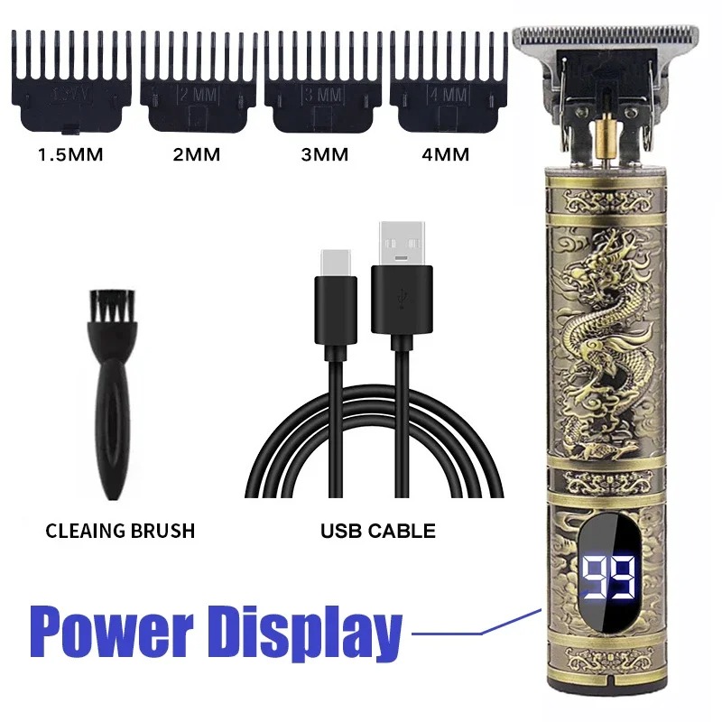 T9 Professional All-Metal Cordless Hair Trimmer & Barber Clipper