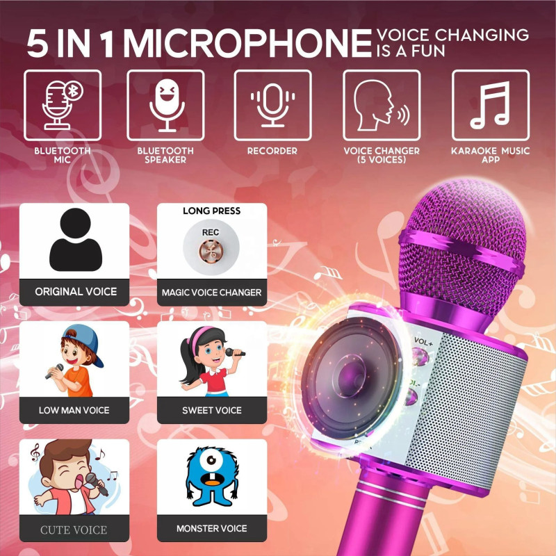 WS-858 Wireless Bluetooth Karaoke Microphone & Speaker