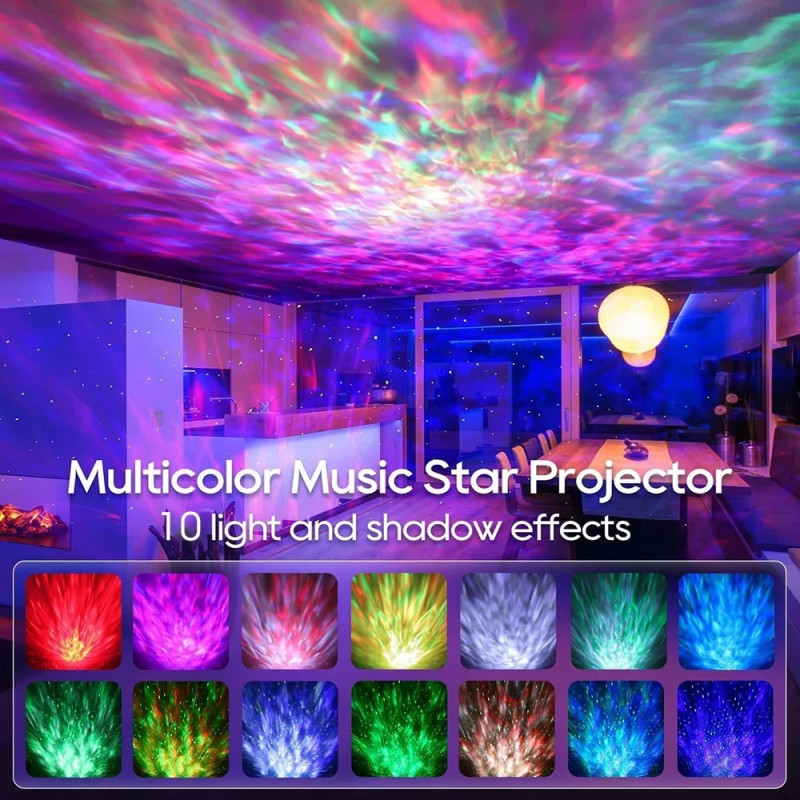 LED Starry Sky Ocean Wave Projector with Bluetooth Speaker