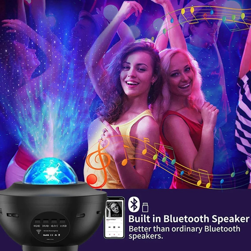 LED Starry Sky Ocean Wave Projector with Bluetooth Speaker