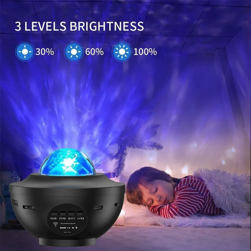 LED Starry Sky Ocean Wave Projector with Bluetooth Speaker