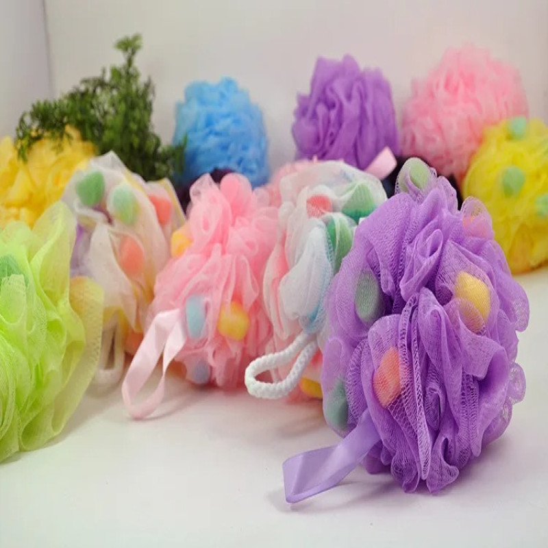 Big Size Candy Color Exfoliating Bath Sponge & Mesh Body Scrubber