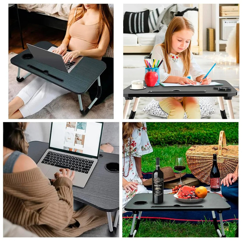 Multipurpose Foldable Laptop & Study Table with Cup Holder & Tablet Slot