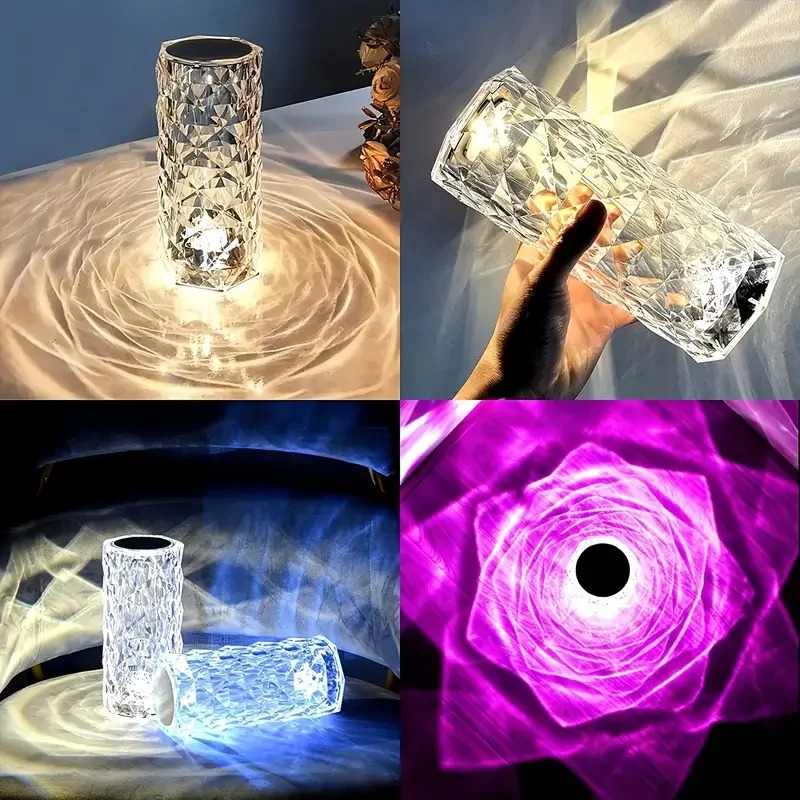 Modern Bedside Crystal Diamond Table Lamp with Touch Control
