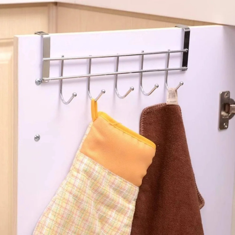 Stainless Steel Over-the-Cabinet 5-Hook Towel Rack