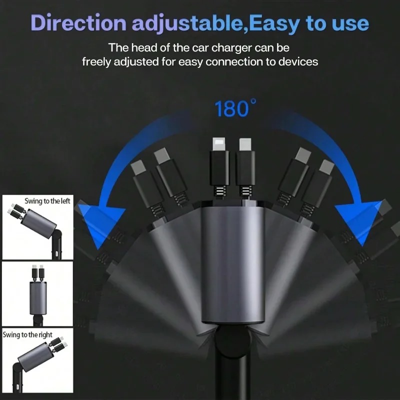 Compro 4-in-1 Retractable Fast Car Charger