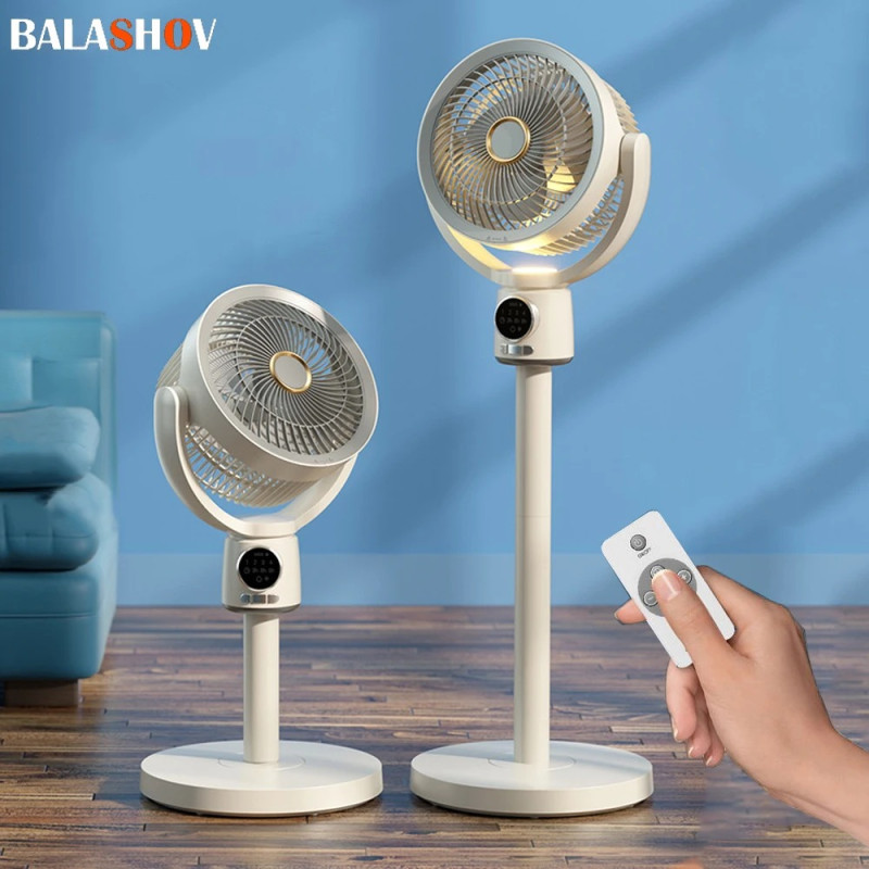 2-in-1 Electric & Rechargeable Telescopic Stand Fan with Remote Control & LED Lighting