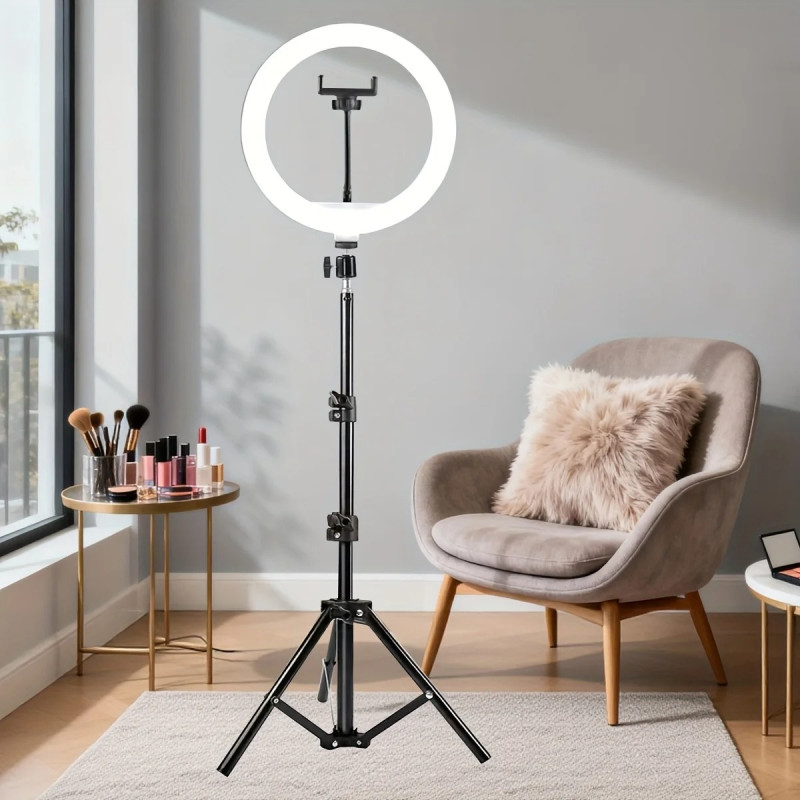 10-Inch LED Ring Light with Tripod Stand & Phone Holder