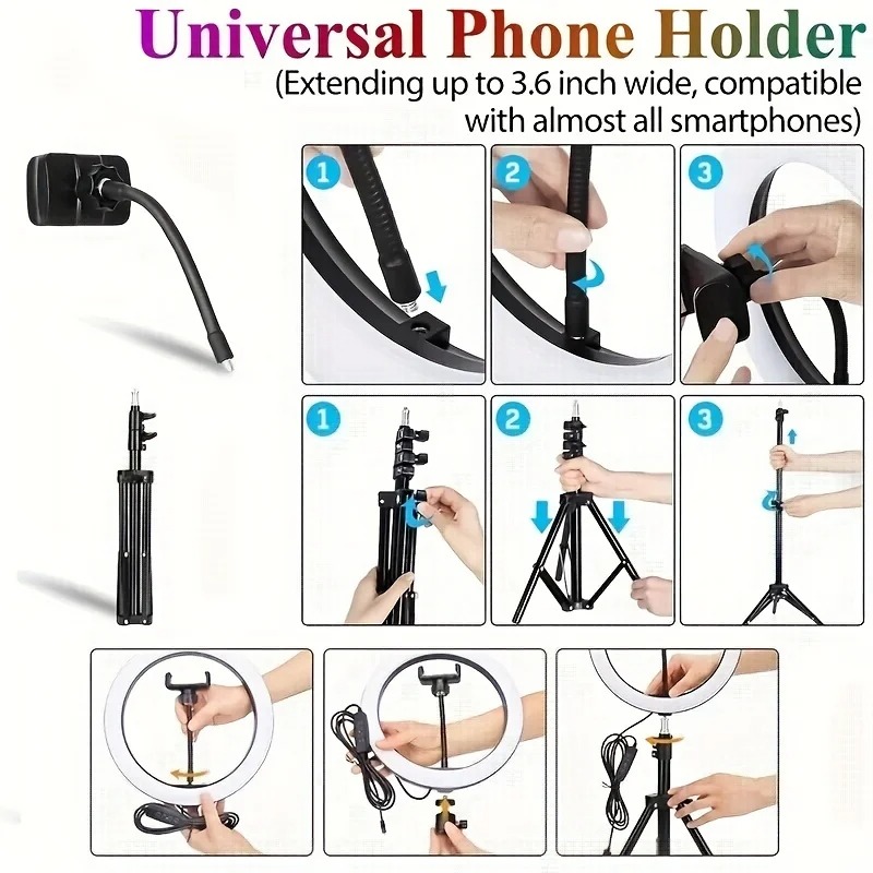 10-Inch LED Ring Light with Tripod Stand & Phone Holder