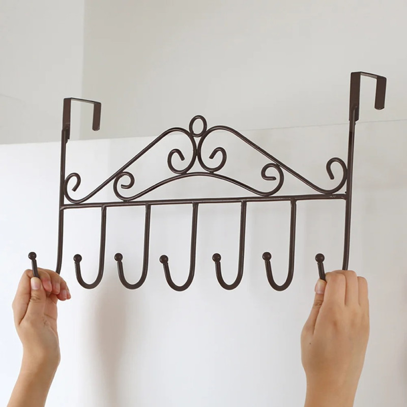 Over-the-Door 7-Hook Metal Organizer Rack