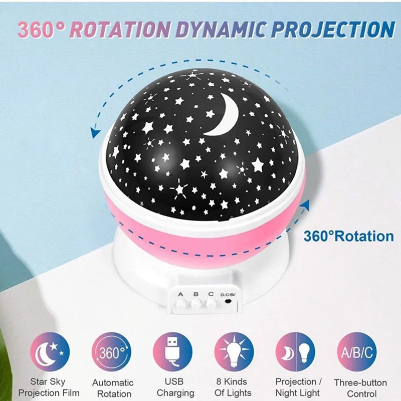 Star Master Romantic Rotating Starry Sky Night Light Projector