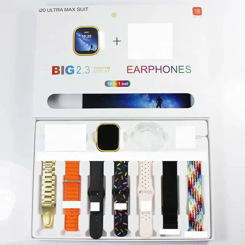 I20 Ultra Max 10-in-1 Smartwatch & Wireless Earbuds Bundle Set