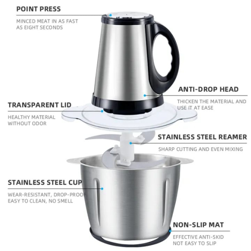 3L Electric Stainless Steel Meat Grinder & Chopper