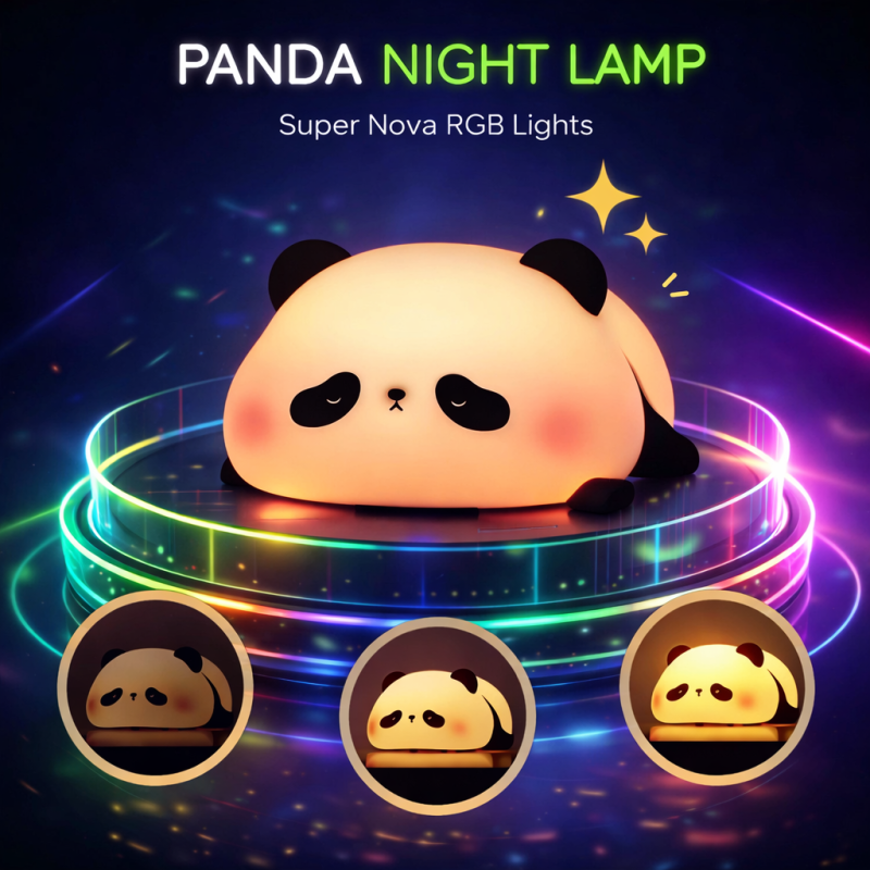 Cute Silicone Sleeping Panda USB Rechargeable Touch LED Night Light
