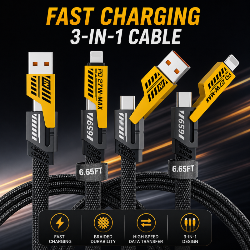 4-in-1 Multi-Charging Cable with 60W Power Delivery