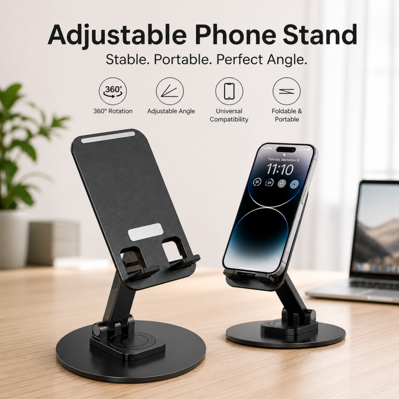360° Rotatable Foldable Metal Desktop Phone & Tablet Stand