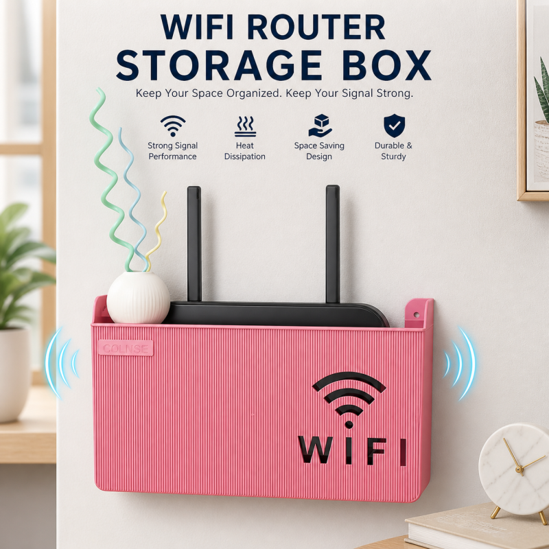 Wall-Mounted ABS Plastic WiFi Router Storage Box & Cable Organizer
