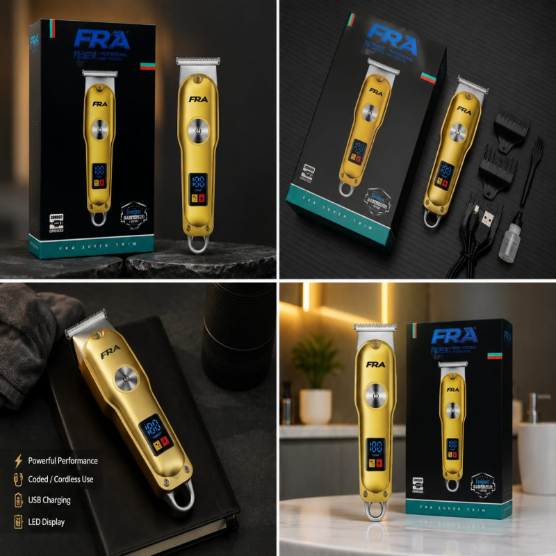 FRA Professional Cordless Hair Trimmer with Digital LED Display