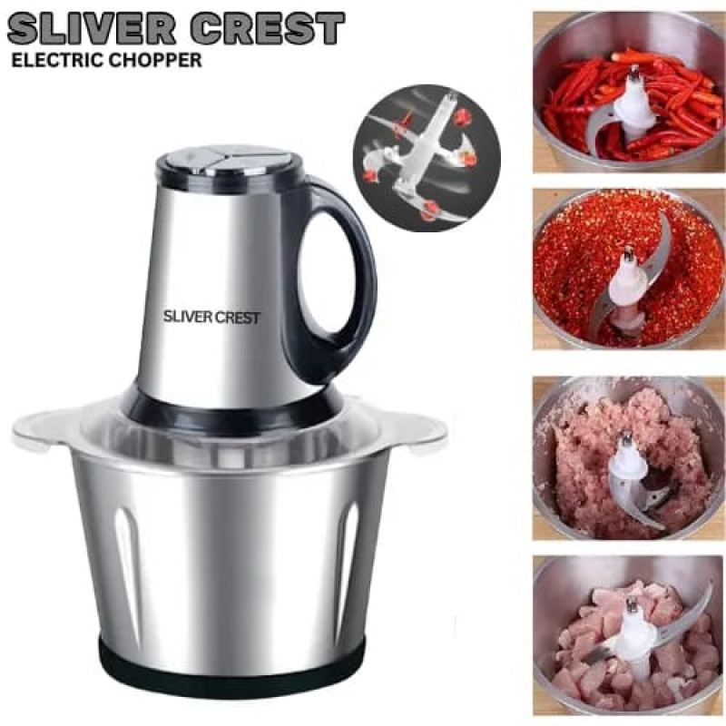 2-Liter Stainless Steel Electric Meat Grinder & Food Chopper