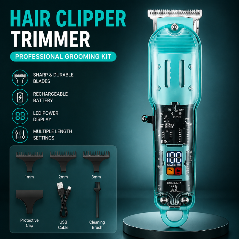 Daling Transparent LCD Cordless Hair Trimmer