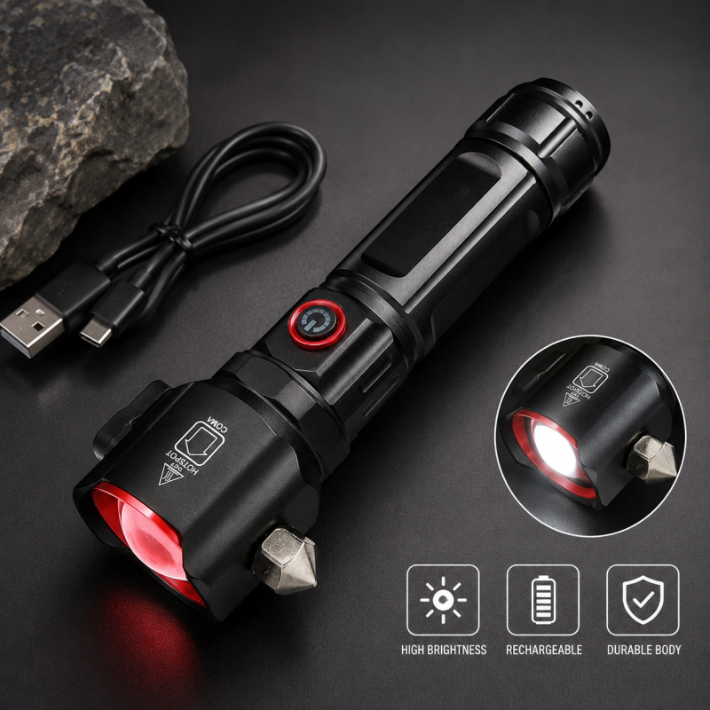 Multifunctional 8800mAh Waterproof Emergency LED Flashlight & Power Bank