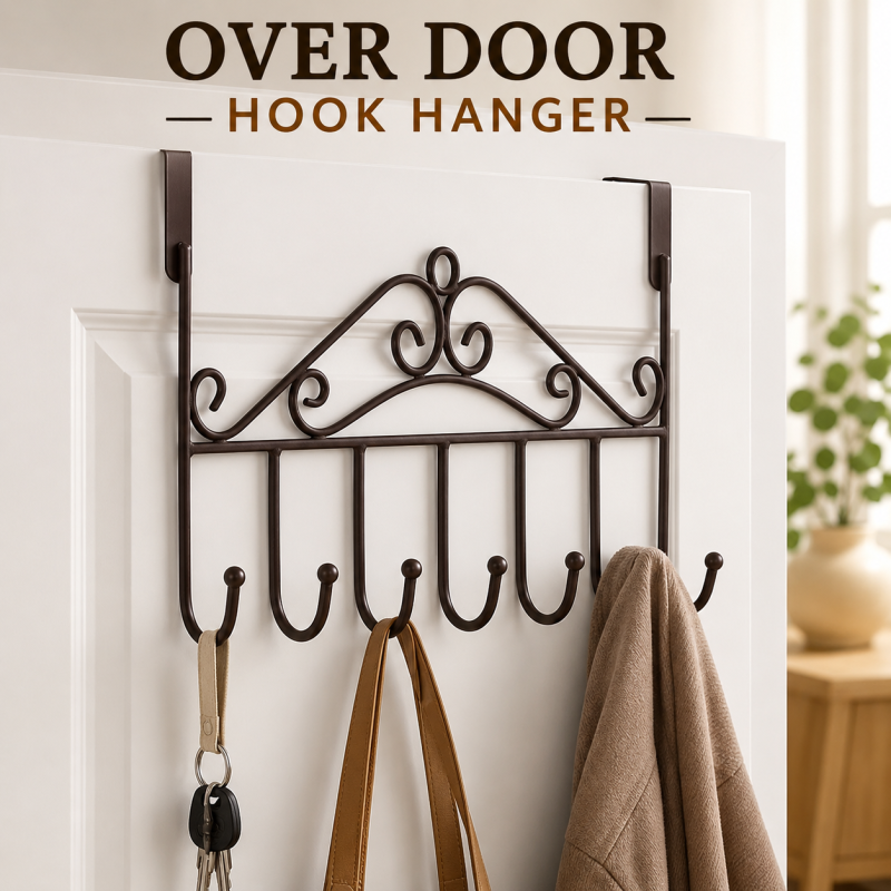 Over-the-Door 7-Hook Metal Organizer Rack