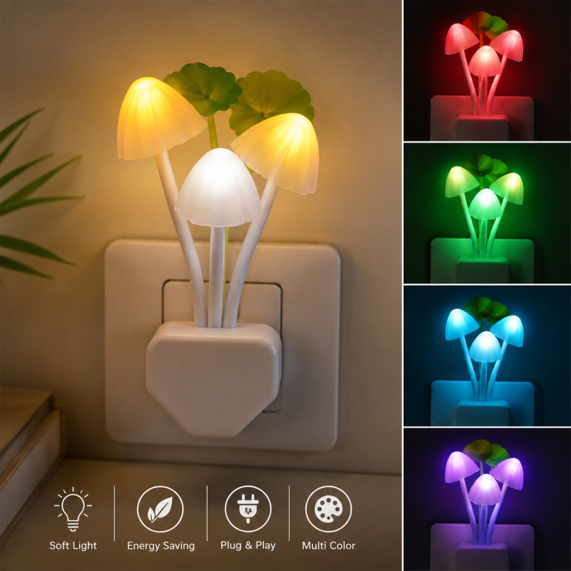 Cute Mushroom LED Night Light with Sensor