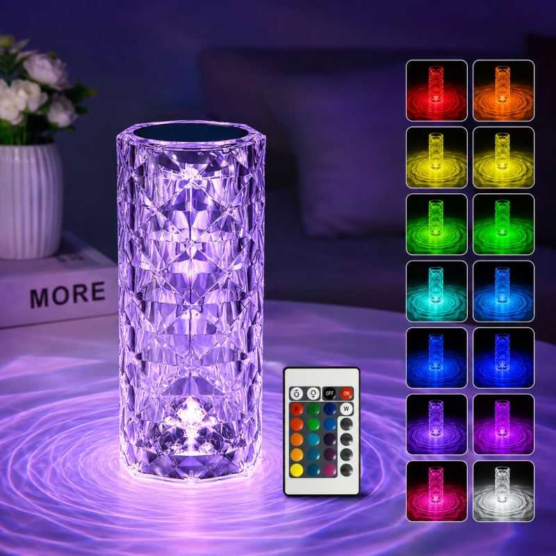 Modern Bedside Crystal Diamond Table Lamp with Touch Control