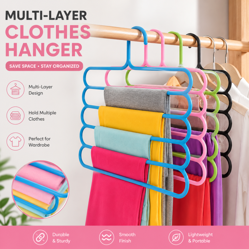 Multi-Layer 5-Hole Space-Saving Garment & Scarf Hanger