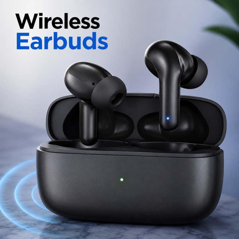 Wireless Bluetooth In-Ear Earbuds (Black)