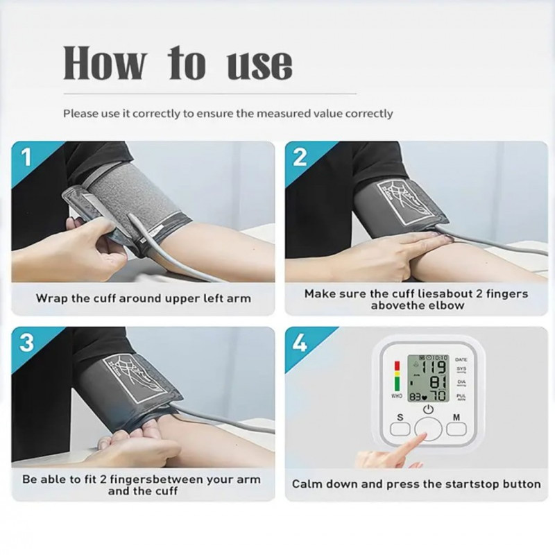 Automatic Digital Upper Arm Blood Pressure Monitor with USB Power