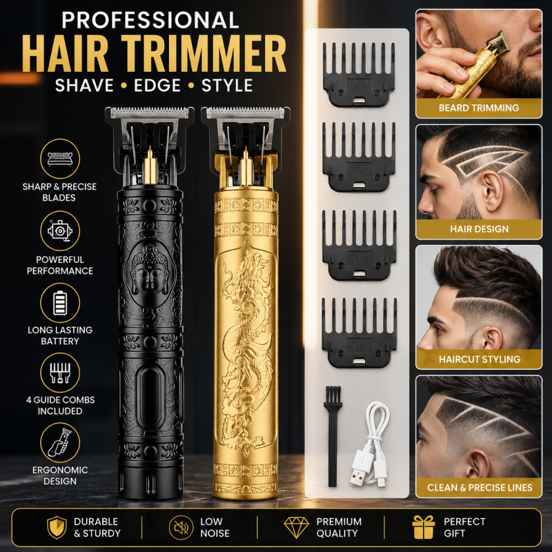 T9 Professional All-Metal Cordless Hair Trimmer & Barber Clipper