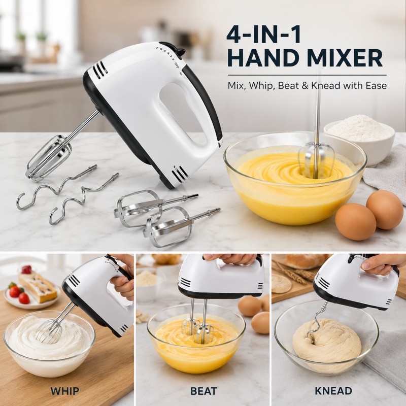 7-Speed Electric Kitchen Hand Mixer & Beater