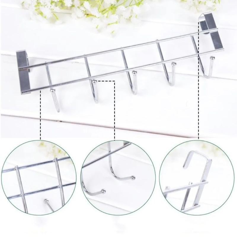 Stainless Steel Over-the-Cabinet 5-Hook Towel Rack