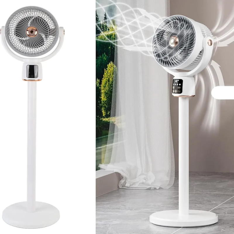 2-in-1 Electric & Rechargeable Telescopic Stand Fan with Remote Control & LED Lighting
