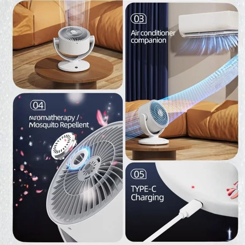 Strong 3-Speed USB Rechargeable Desktop Air Circulation Fan