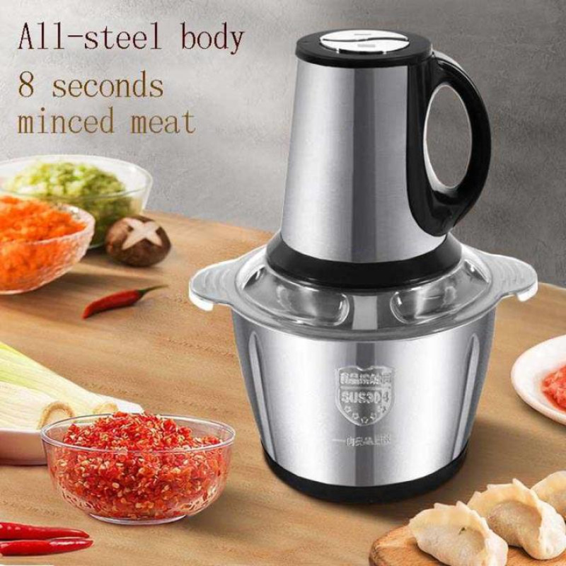 2-Liter Stainless Steel Electric Meat Grinder & Food Chopper