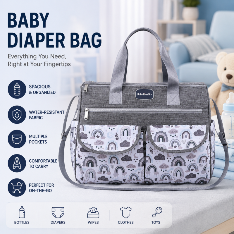 Large-Capacity Waterproof Multi-Function Baby Diaper Bag Backpack