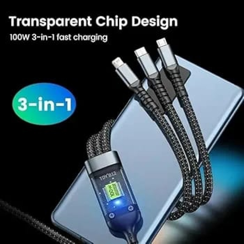 100W 3-in-1 Braided Multi-Device Fast Charging Cable