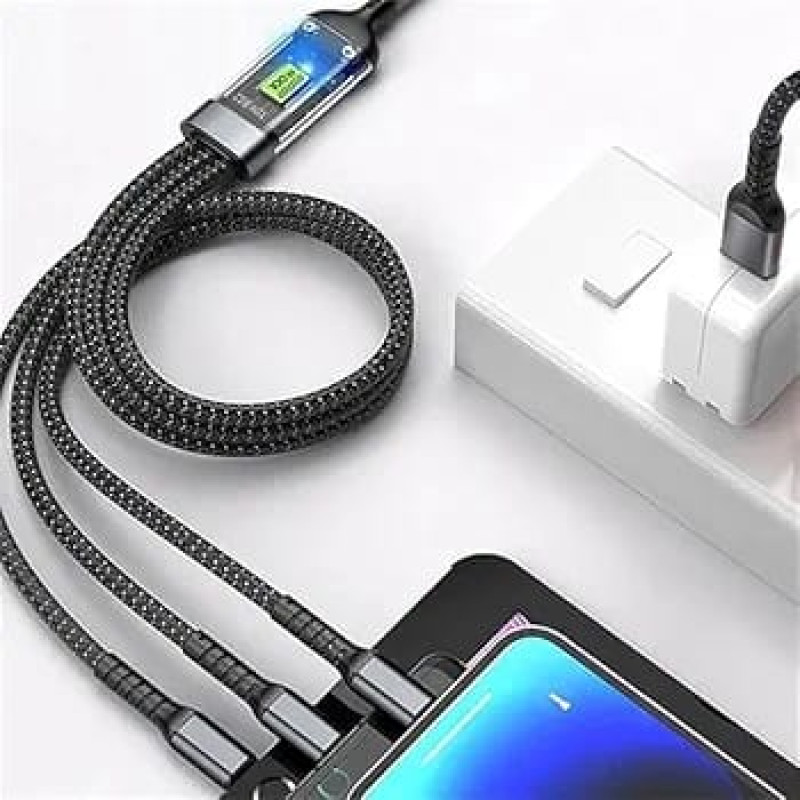 100W 3-in-1 Braided Multi-Device Fast Charging Cable