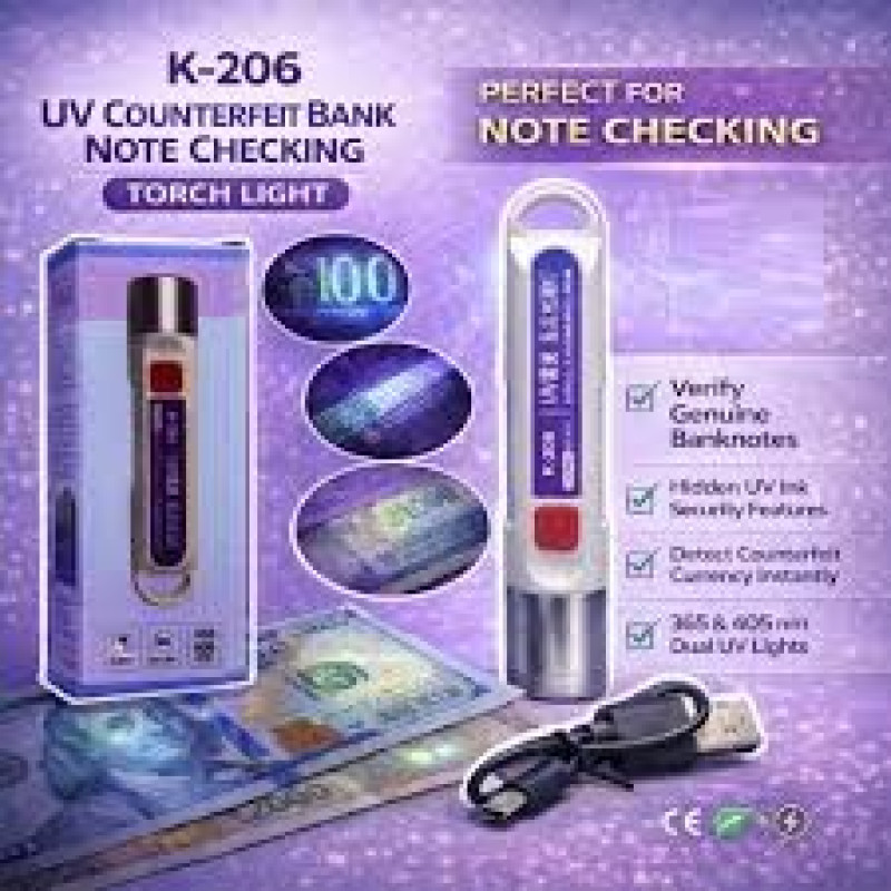 JC-205 UV Banknote Counterfeit Detector & Money Checking Torch