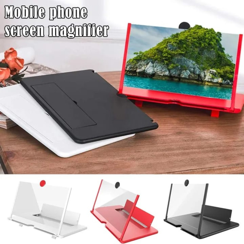 Portable Mobile 3D Screen Magnifier with Foldable Box Stand (Random Color)