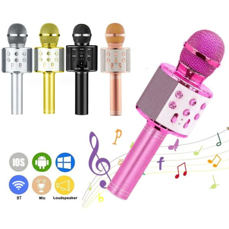 WS-858 Wireless Bluetooth Karaoke Microphone & Speaker