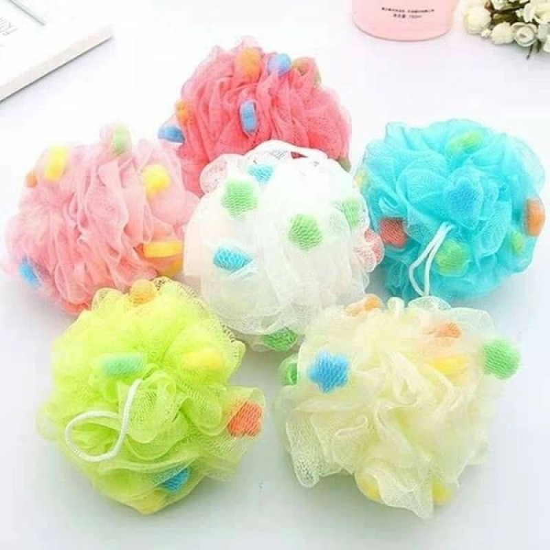 Big Size Candy Color Exfoliating Bath Sponge & Mesh Body Scrubber