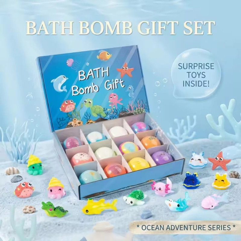 Kids' Surprise Bath Bomb Gift Set with Sea Animal Toys Inside