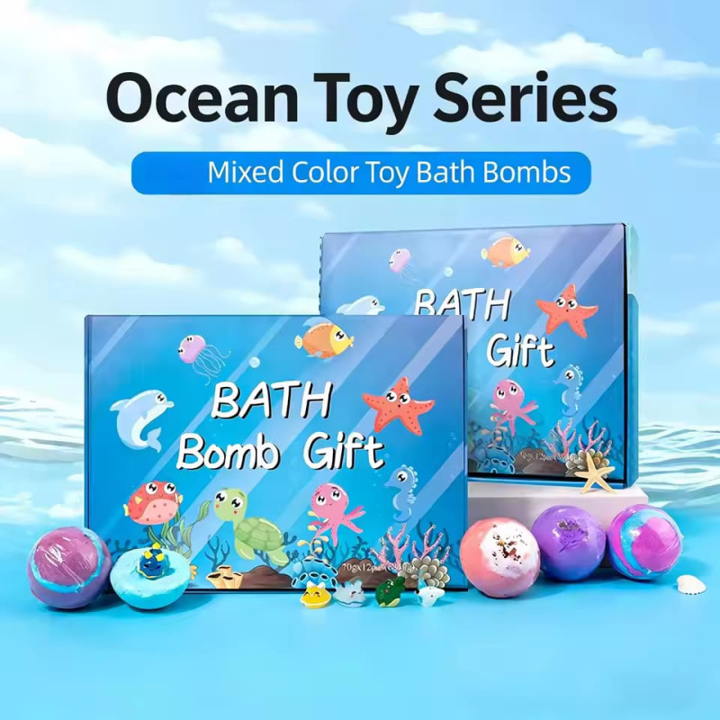Kids' Surprise Bath Bomb Gift Set with Sea Animal Toys Inside